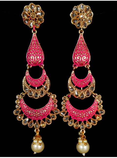 Reverse Ad Earrings With Meenakari Work